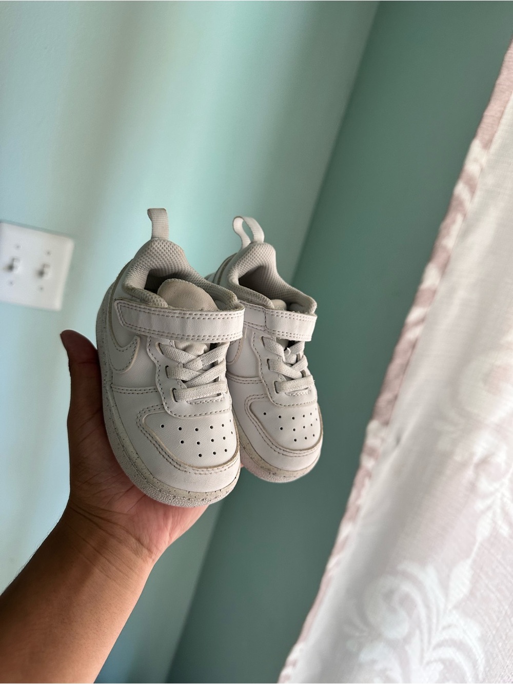 Toddler White Athletic Sneakers with Hook-and-Loop Strap